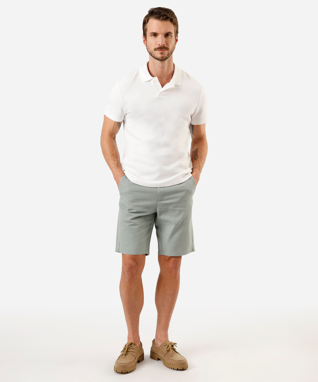 bermuda reta masculina de algodão texturizada - verde