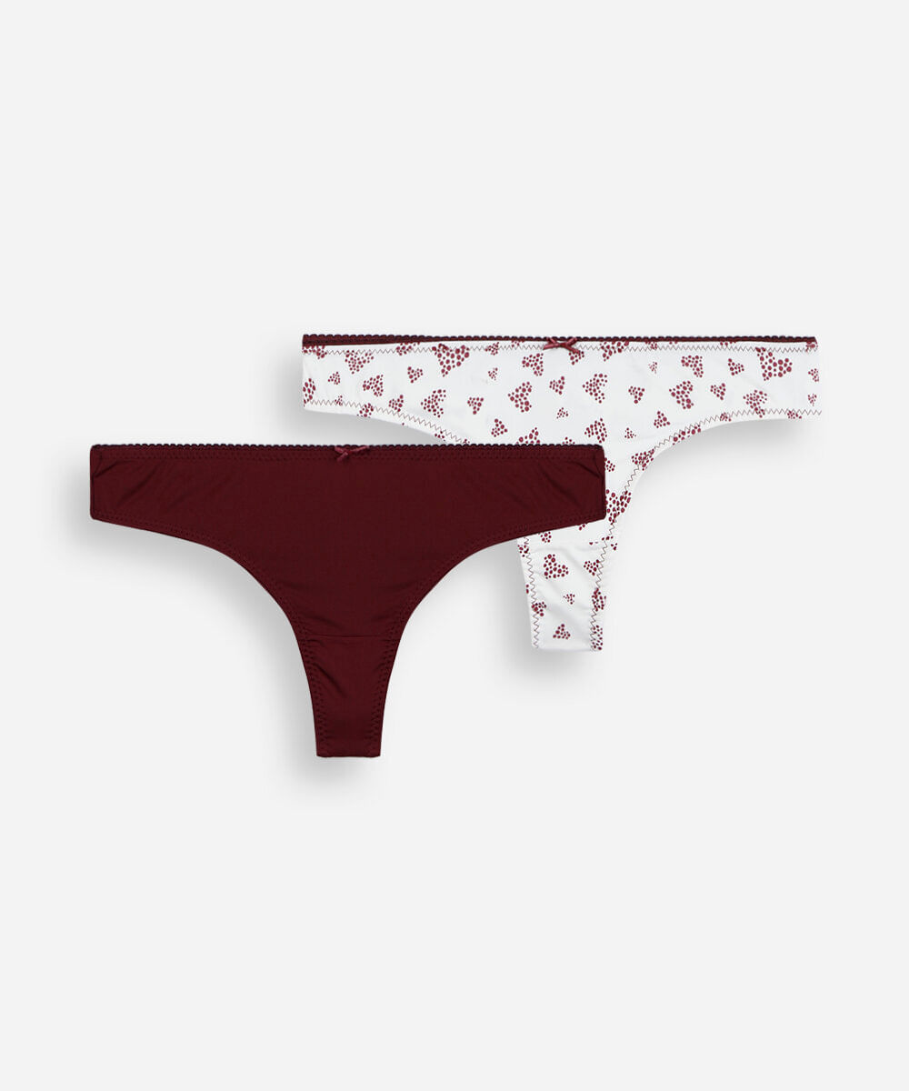 kit de 2 calcinhas fio feminina de poliamida estampado colorido