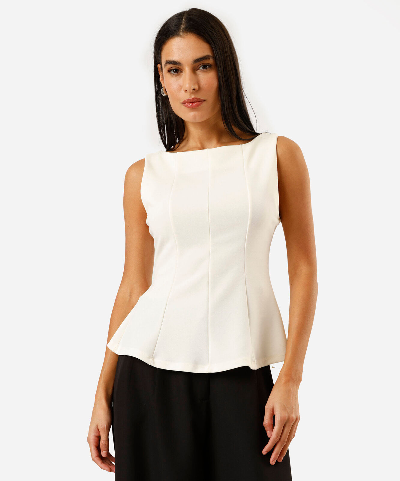 regata peplum feminina decote canoa com recortes off white