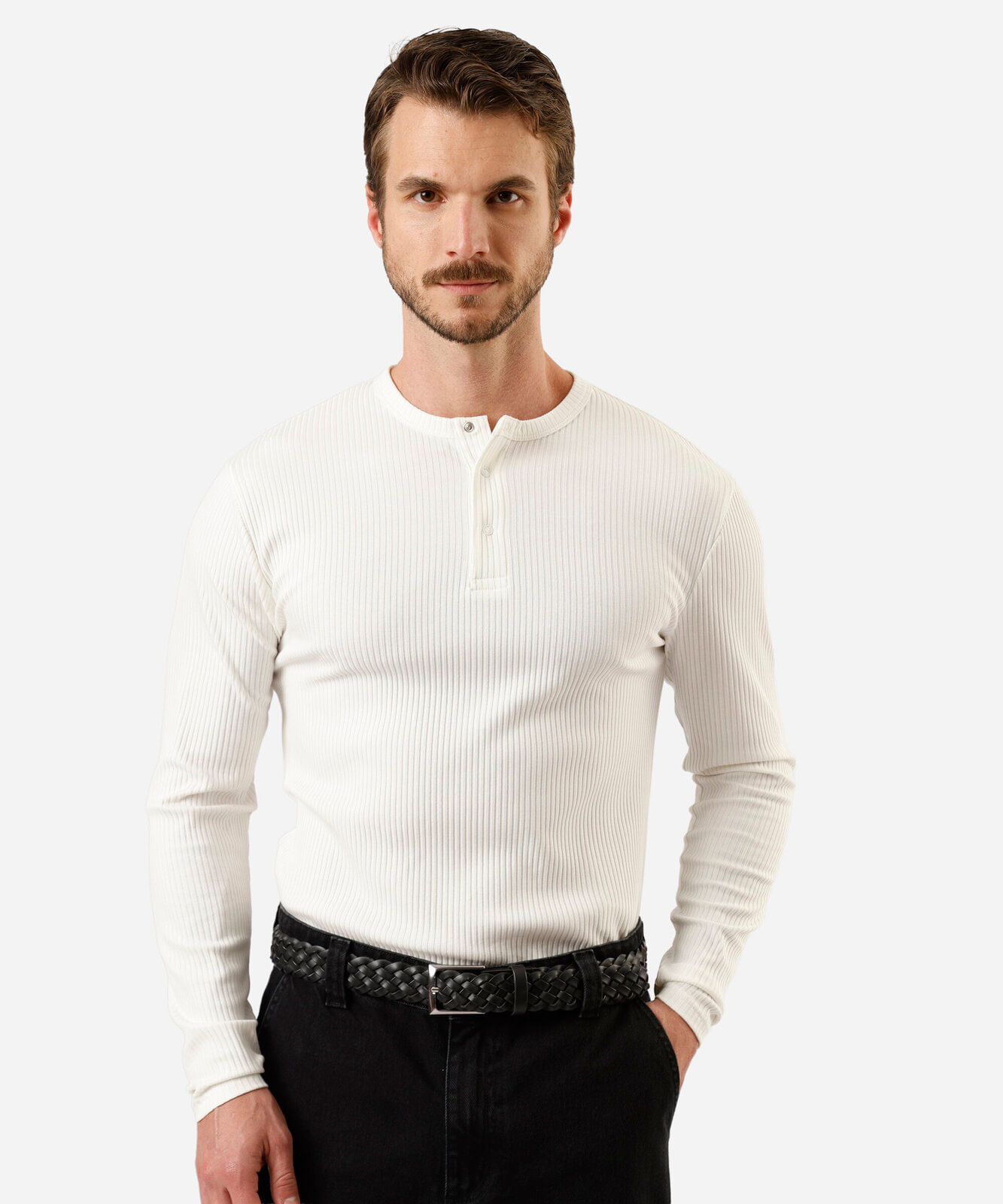 camiseta masculina canelada off white