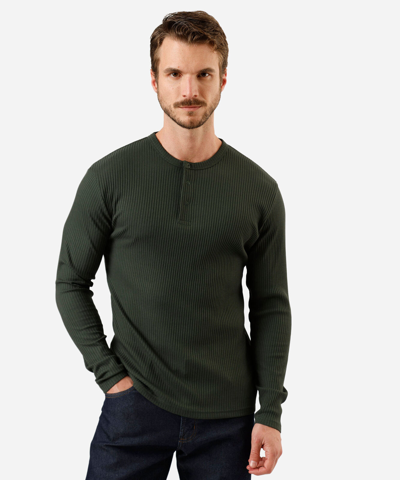 camiseta masculina canelada verde