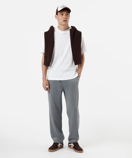 calça masculina de moletom cós elástico cinza P
