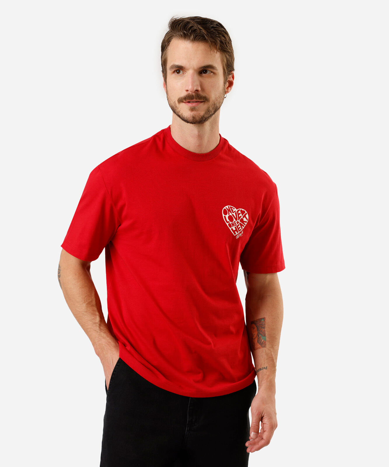 camiseta masculina com algodão manga curta bob marley vermelha