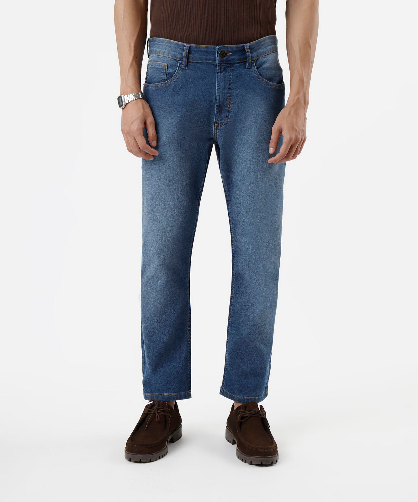 calça slim cropped masculina jeans azul