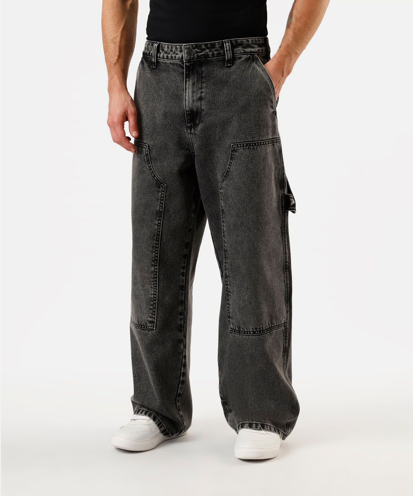 calça super baggy masculina jeans preta