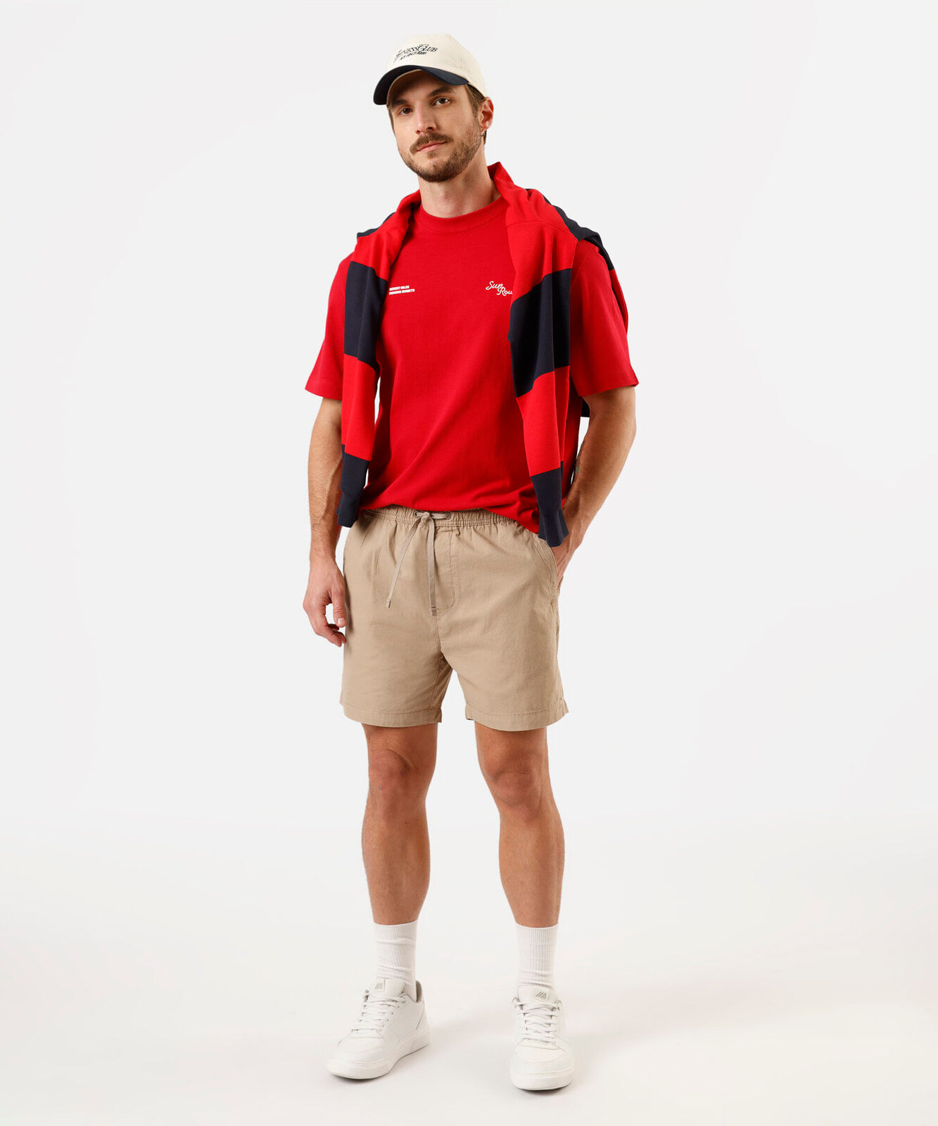 bermuda masculina de algodão com cordão bege