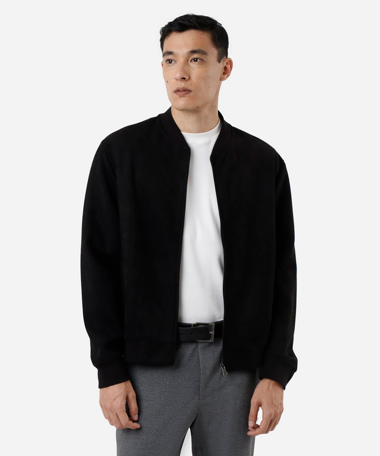 jaqueta bomber masculina de suede preta