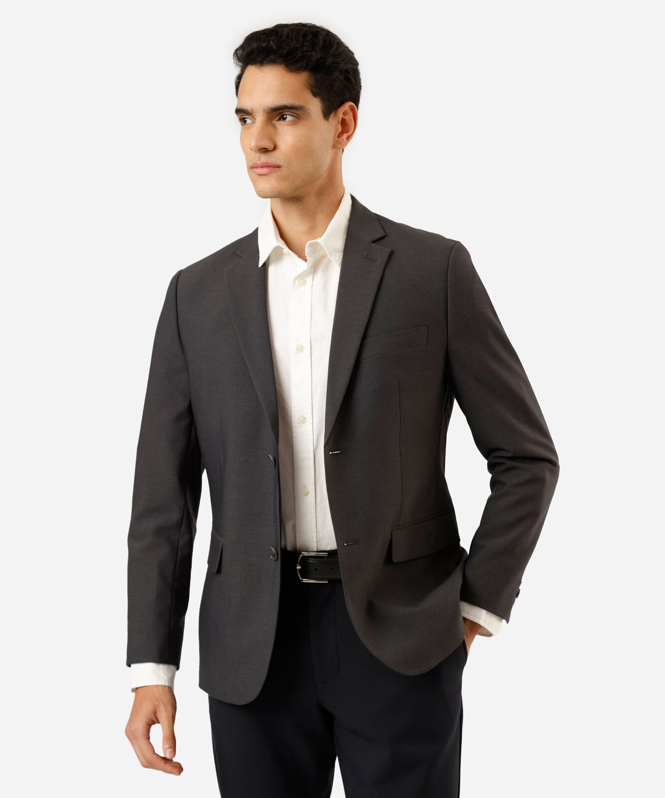 blazer masculino de alfaiataria estruturado com lapela cinza