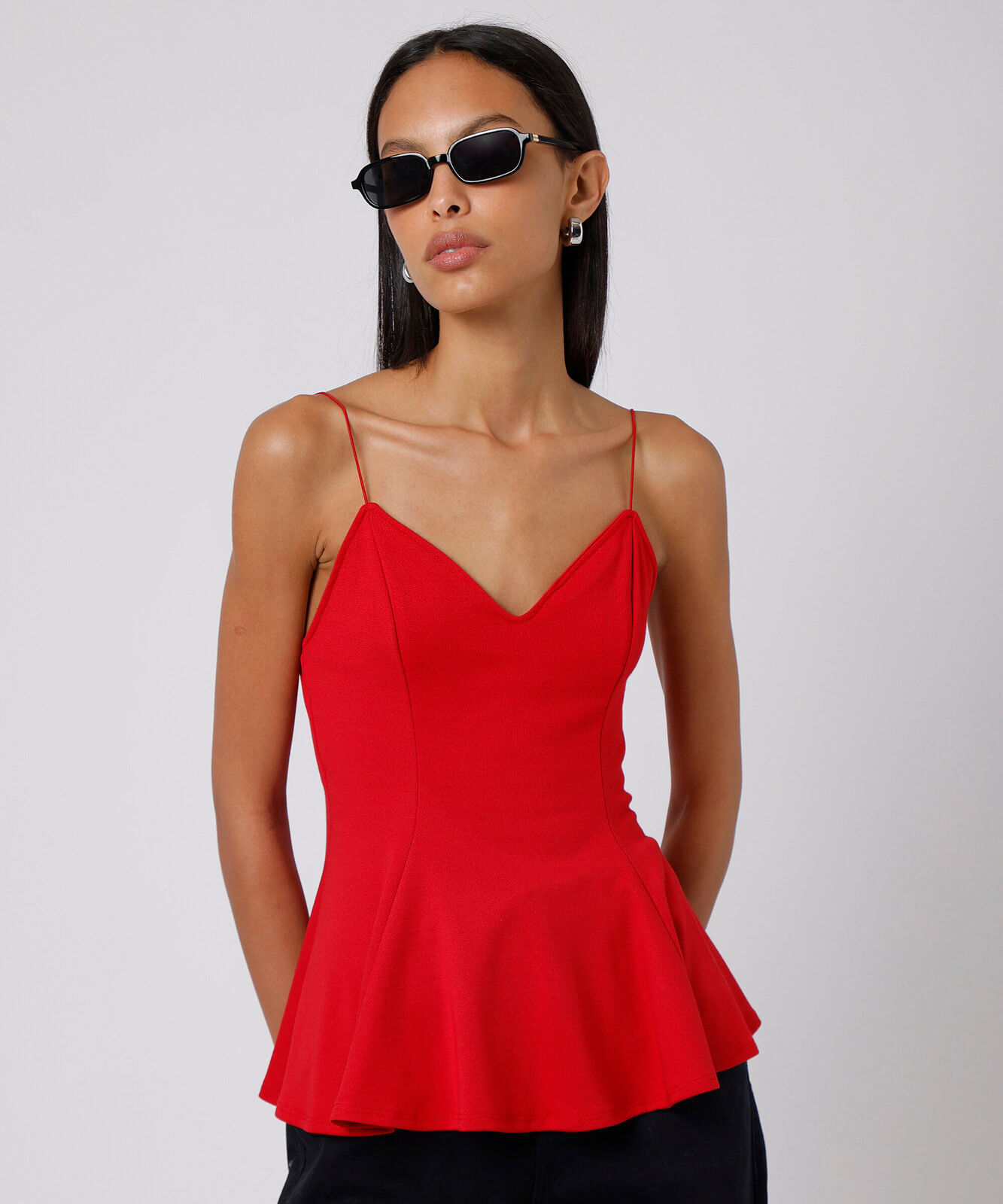 regata peplum feminina alça fina mindset vermelha