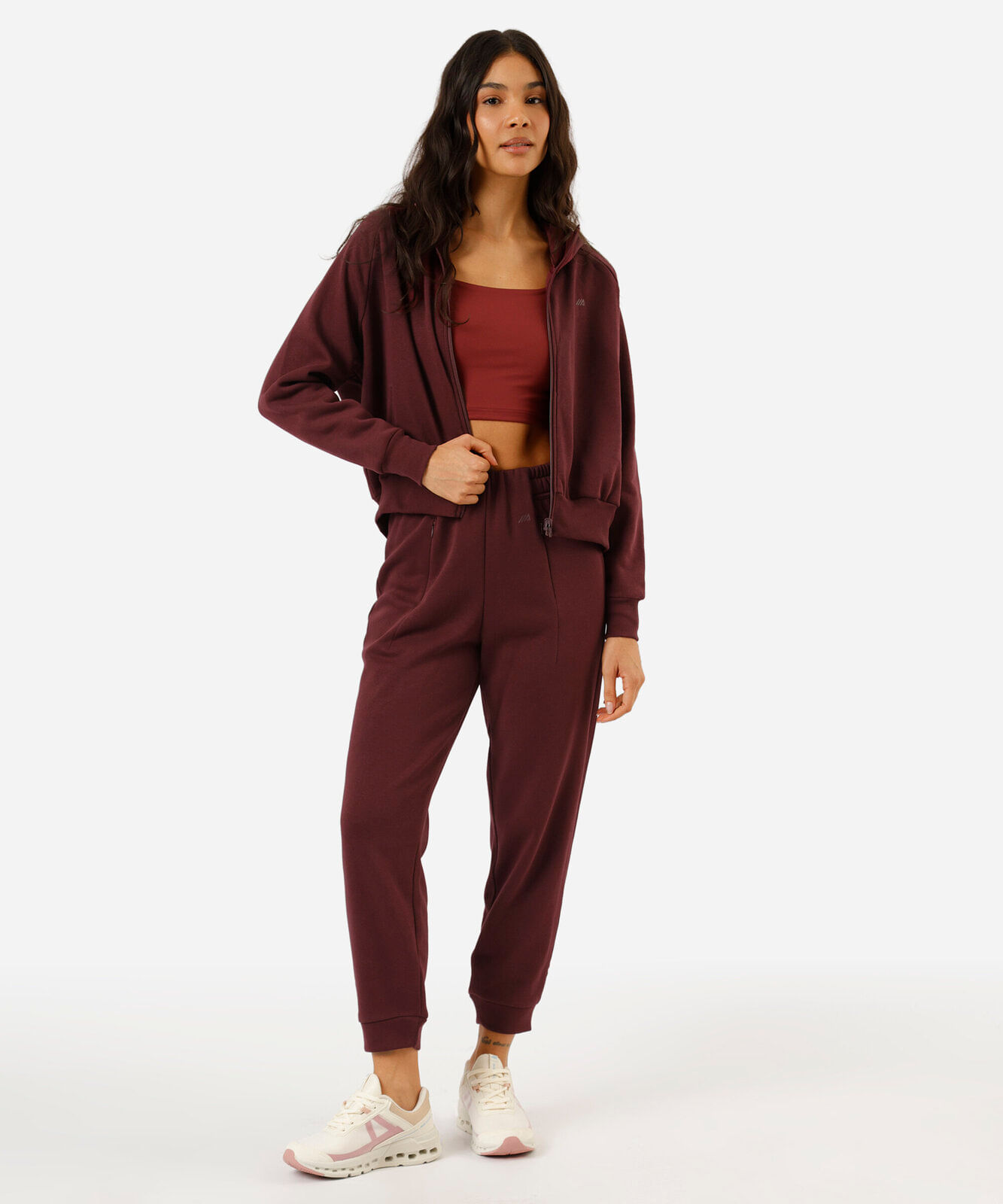 calça jogger feminina de moletom esportiva vinho
