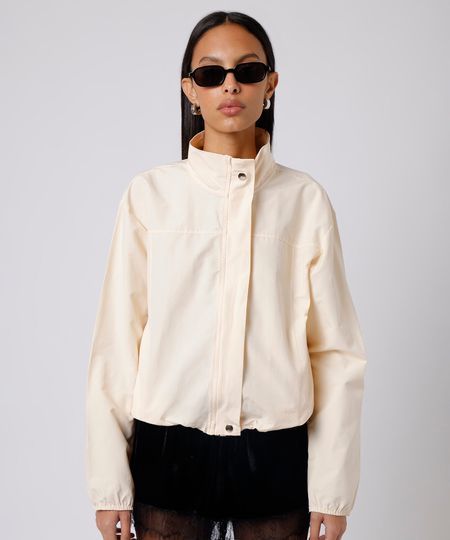 jaqueta corta vento feminina gola funnel neck mindset amarela P