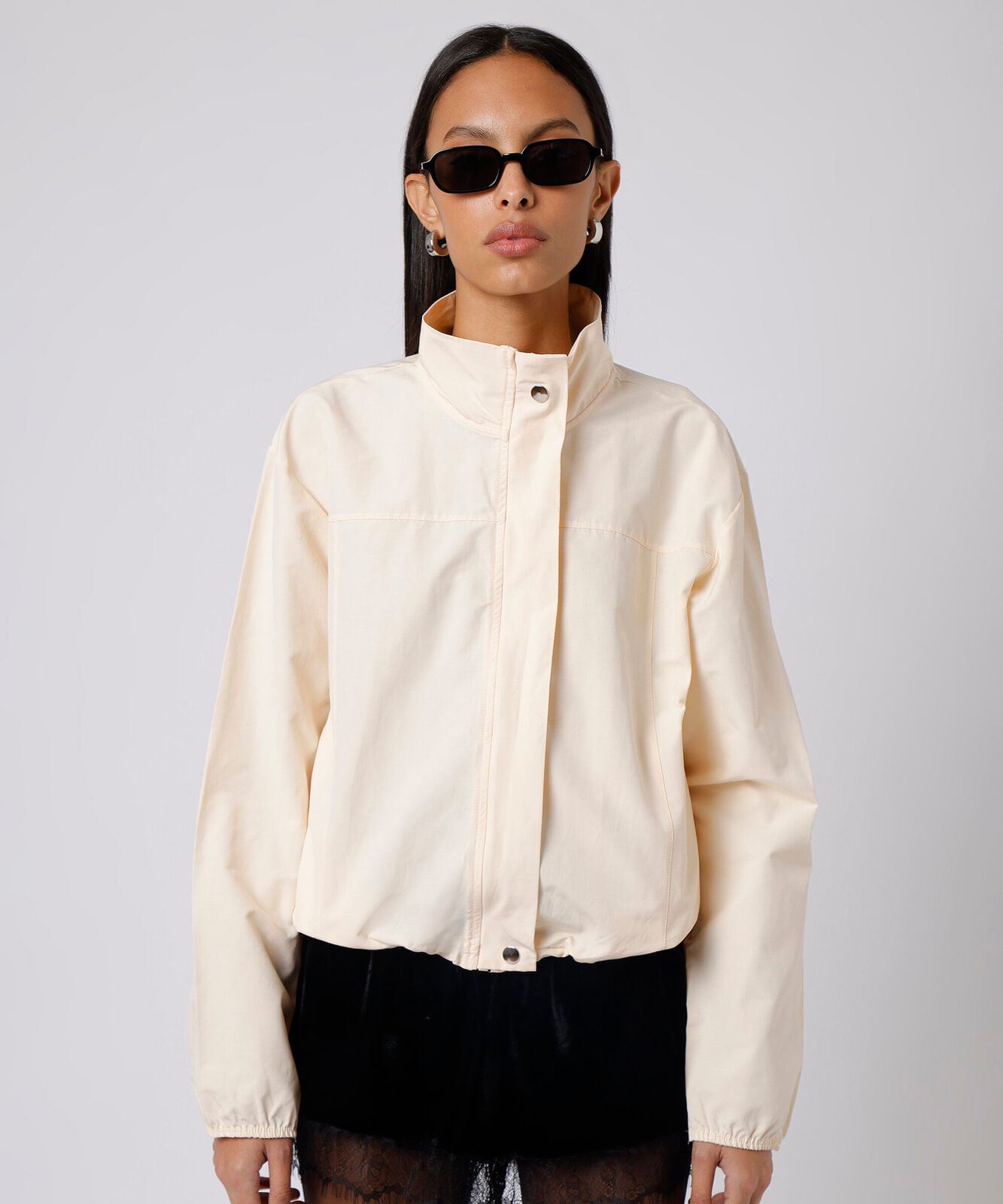 jaqueta corta vento feminina gola funnel neck mindset amarela
