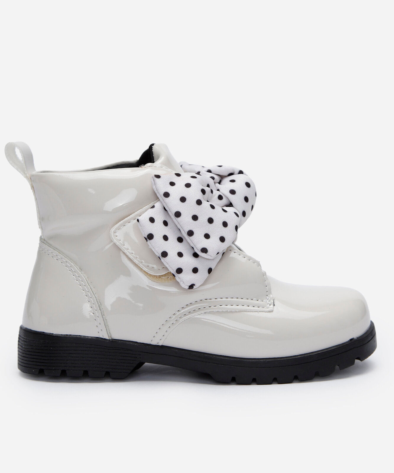 bota infantil com laço poá off white