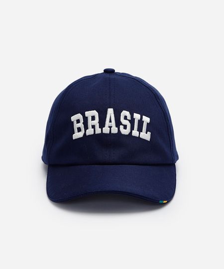 boné aba curva bordado brasil azul UNICO
