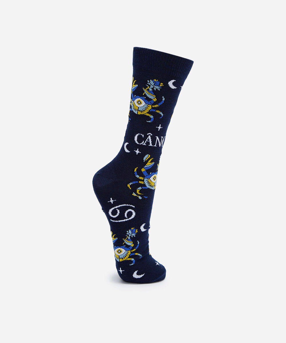 meia masculina cano alto câncer azul