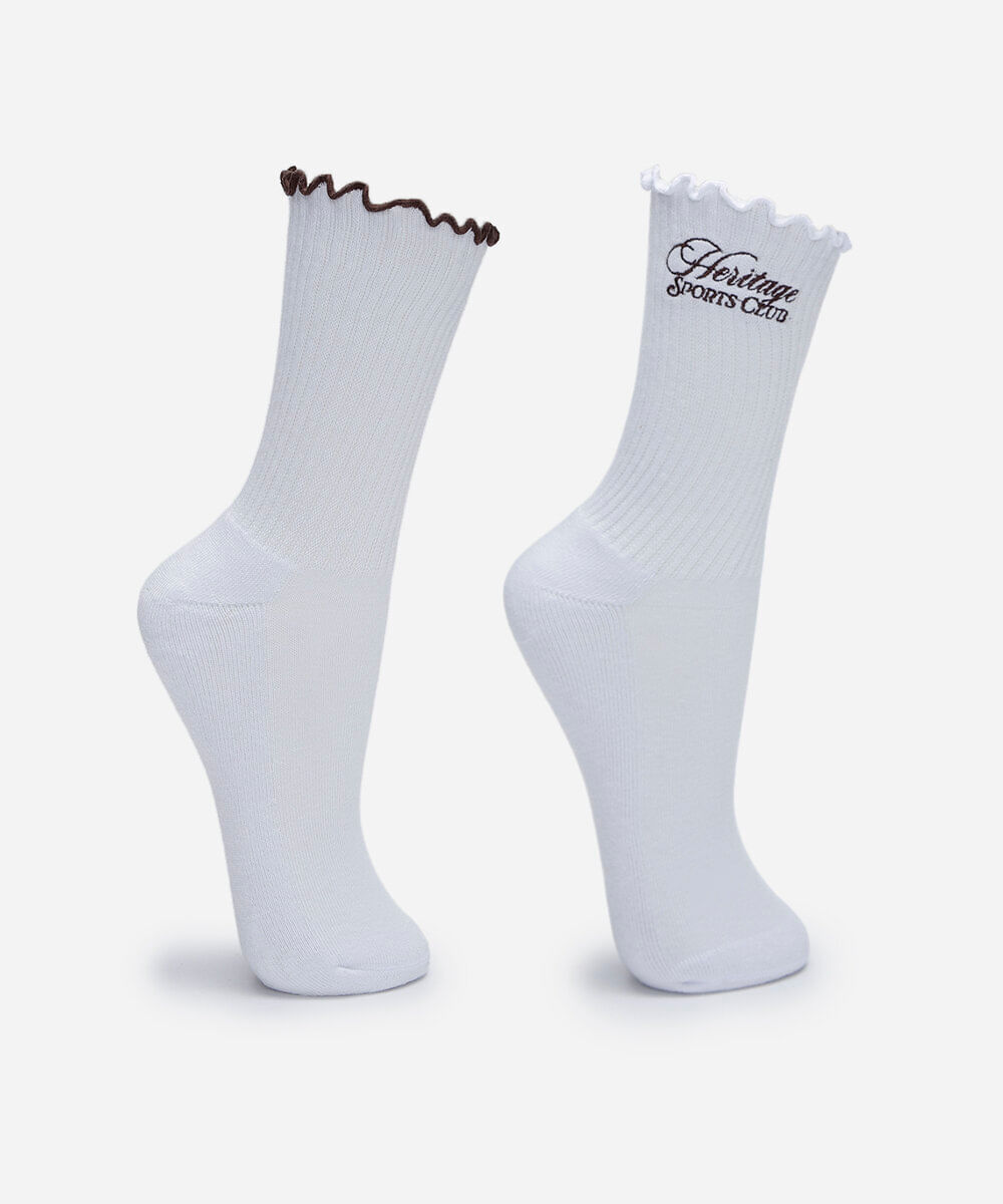 kit de 2 meias femininas cano longo branco