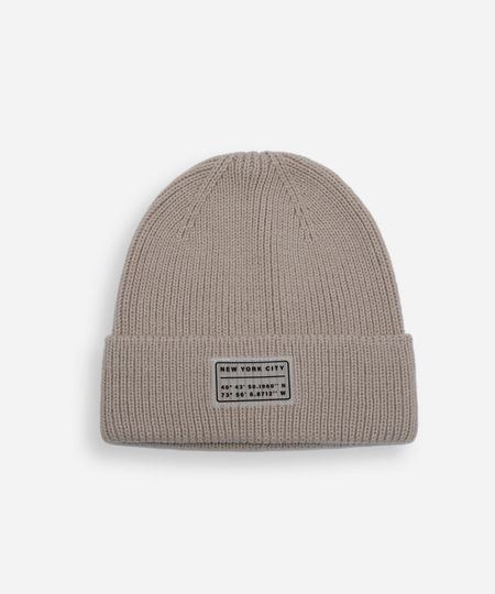 gorro masculino canelado bege UNICO