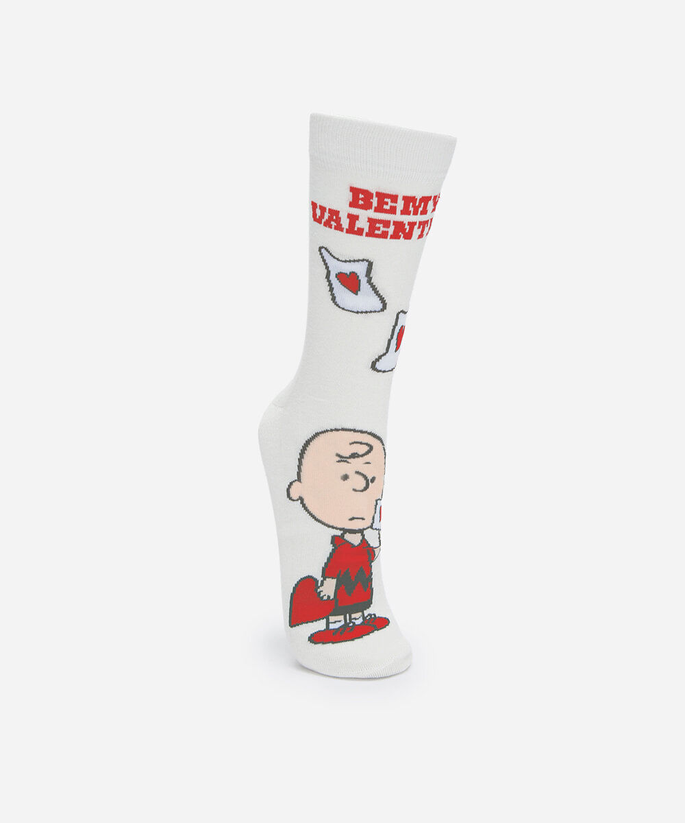 meia masculina cano alto snoopy off white
