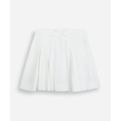 saia infantil plissada de viscose com lacinho off white