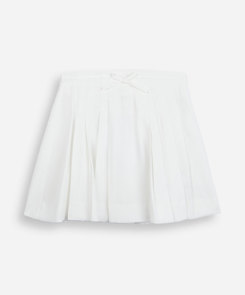 saia infantil plissada de viscose com lacinho off white