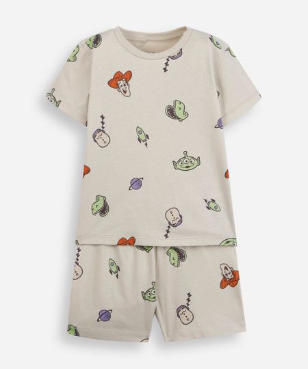 pijama curto infantil de algodão toy story bege 3