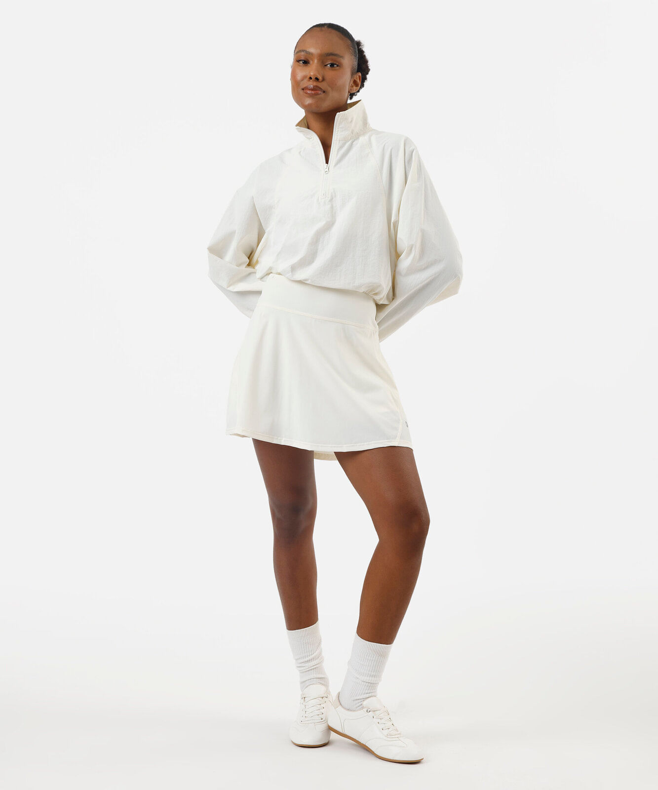 short saia feminino de poliamida esportivo off white
