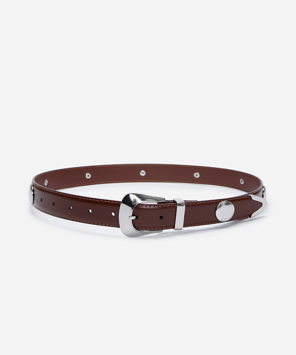 cinto feminino tachas marrom