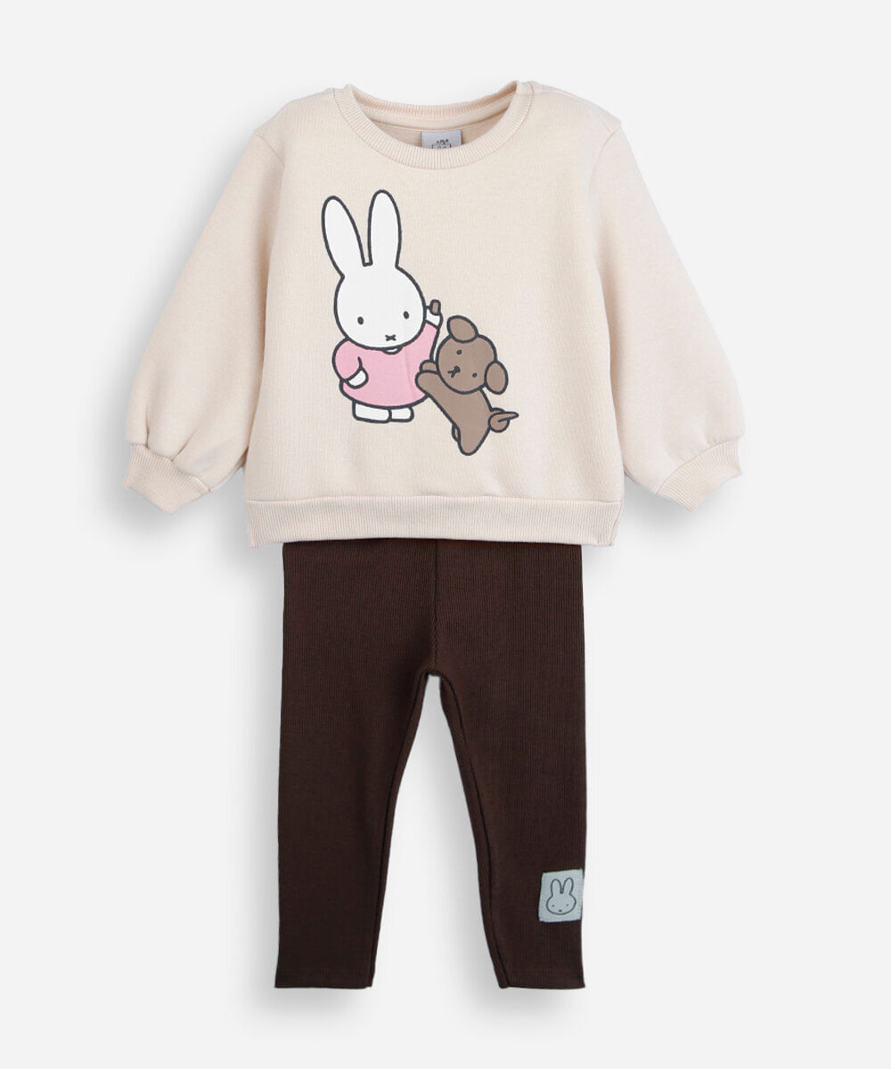 conjunto longo infantil miffy bege