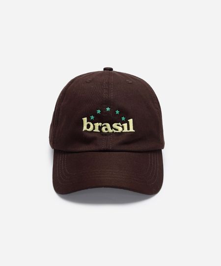 boné aba curva de sarja brasil marrom UNICO