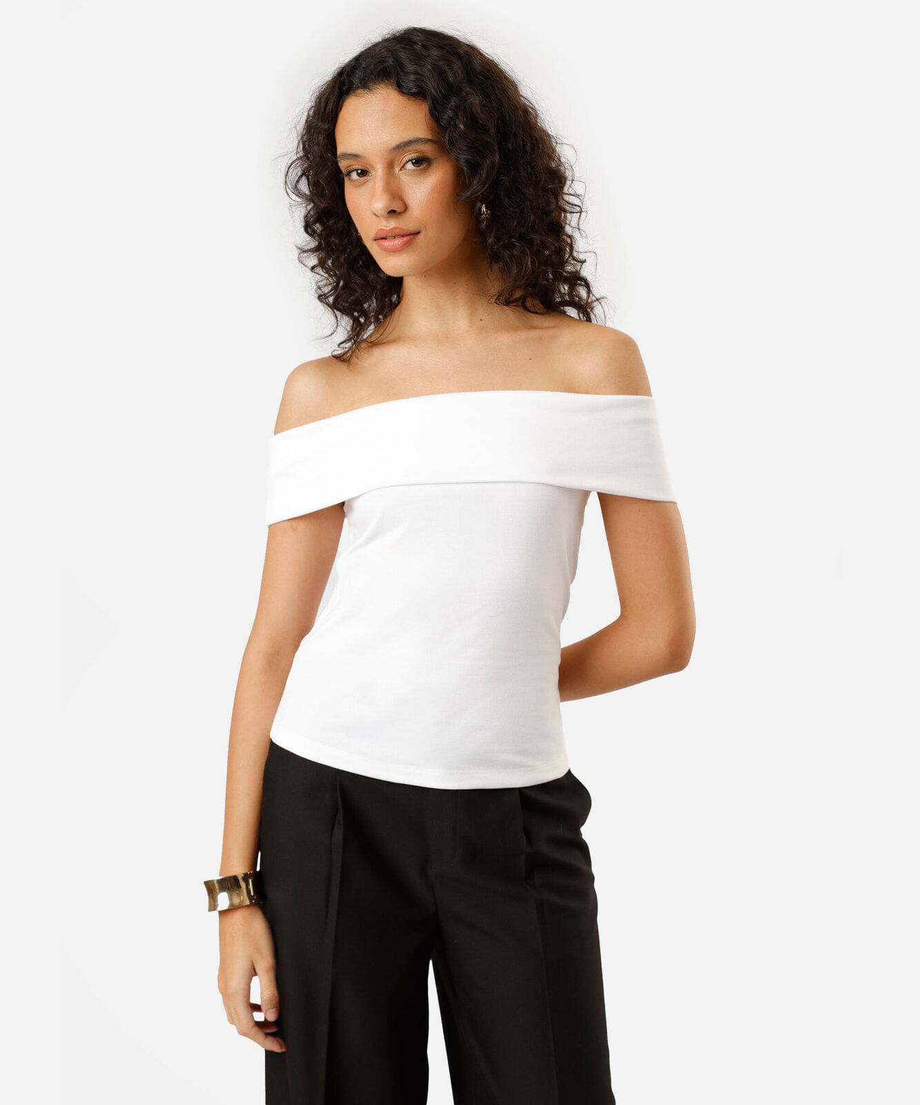 blusa feminina ombro a ombro off white