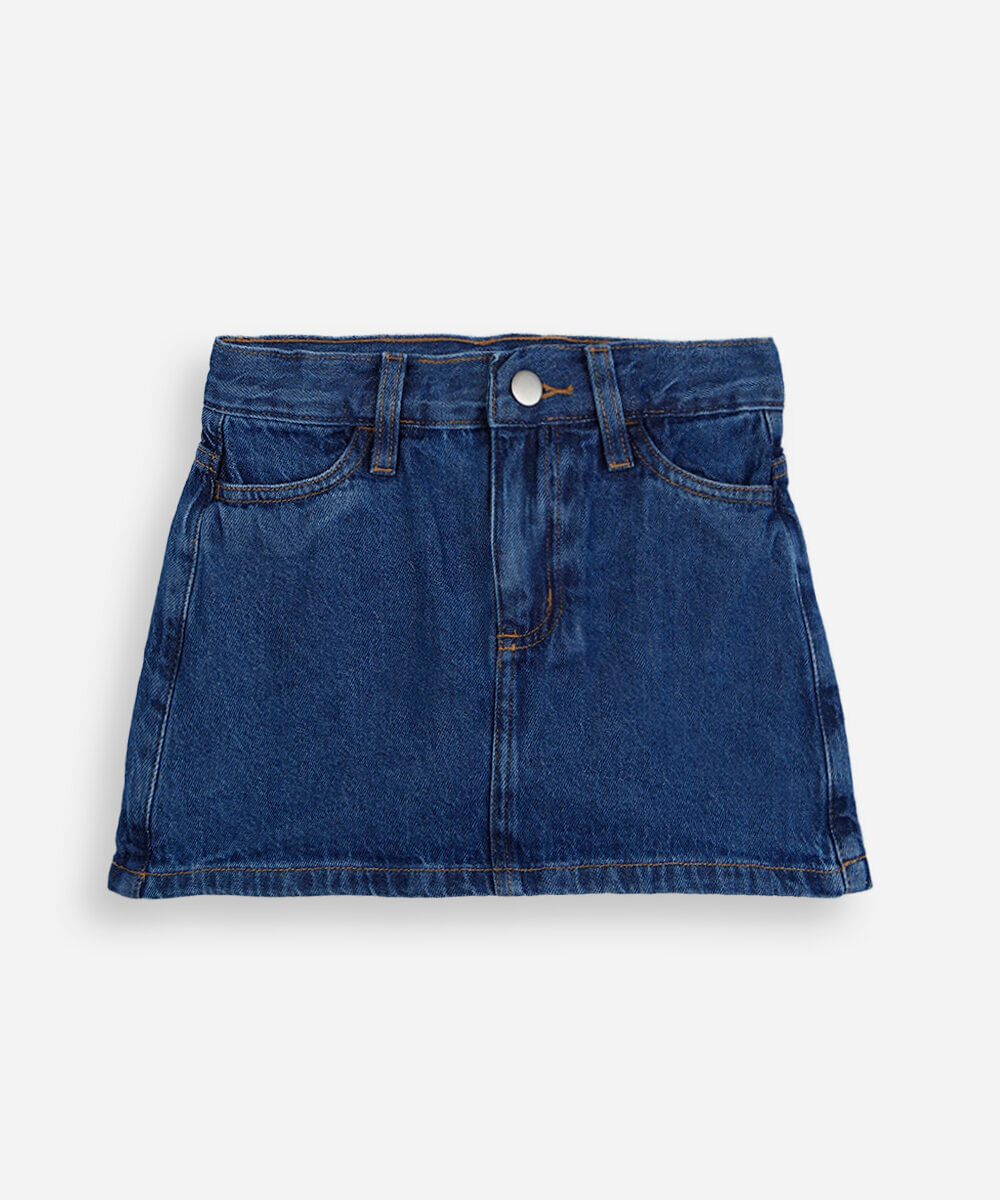 short saia infantil jeans azul