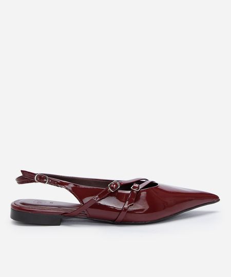 sapatilha slingback bico fino com fivelas vinho 34