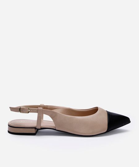 sapatilha feminina slingback bicolor oneself bege 34