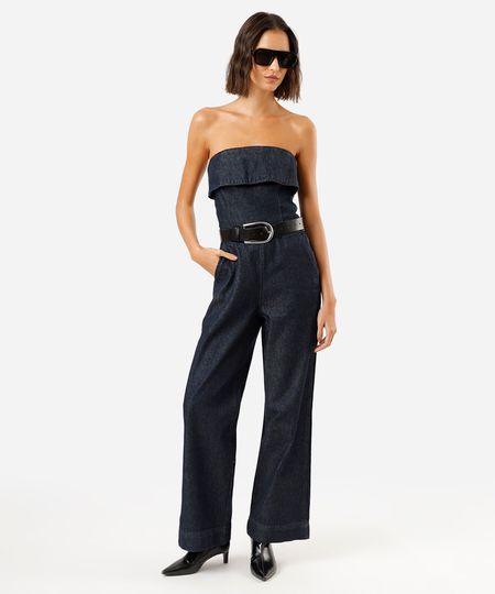 macacão sem alça feminino jeans azul P