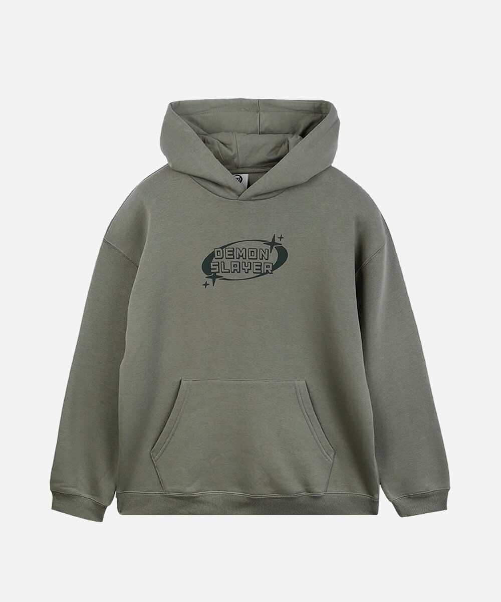 blusão oversized juvenil de moletom demon slayer com capuz verde
