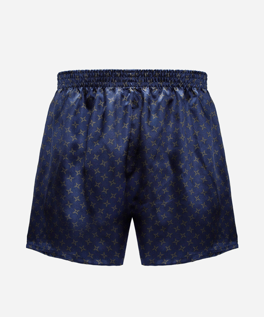 cueca samba canção masculina estampada acetinada azul