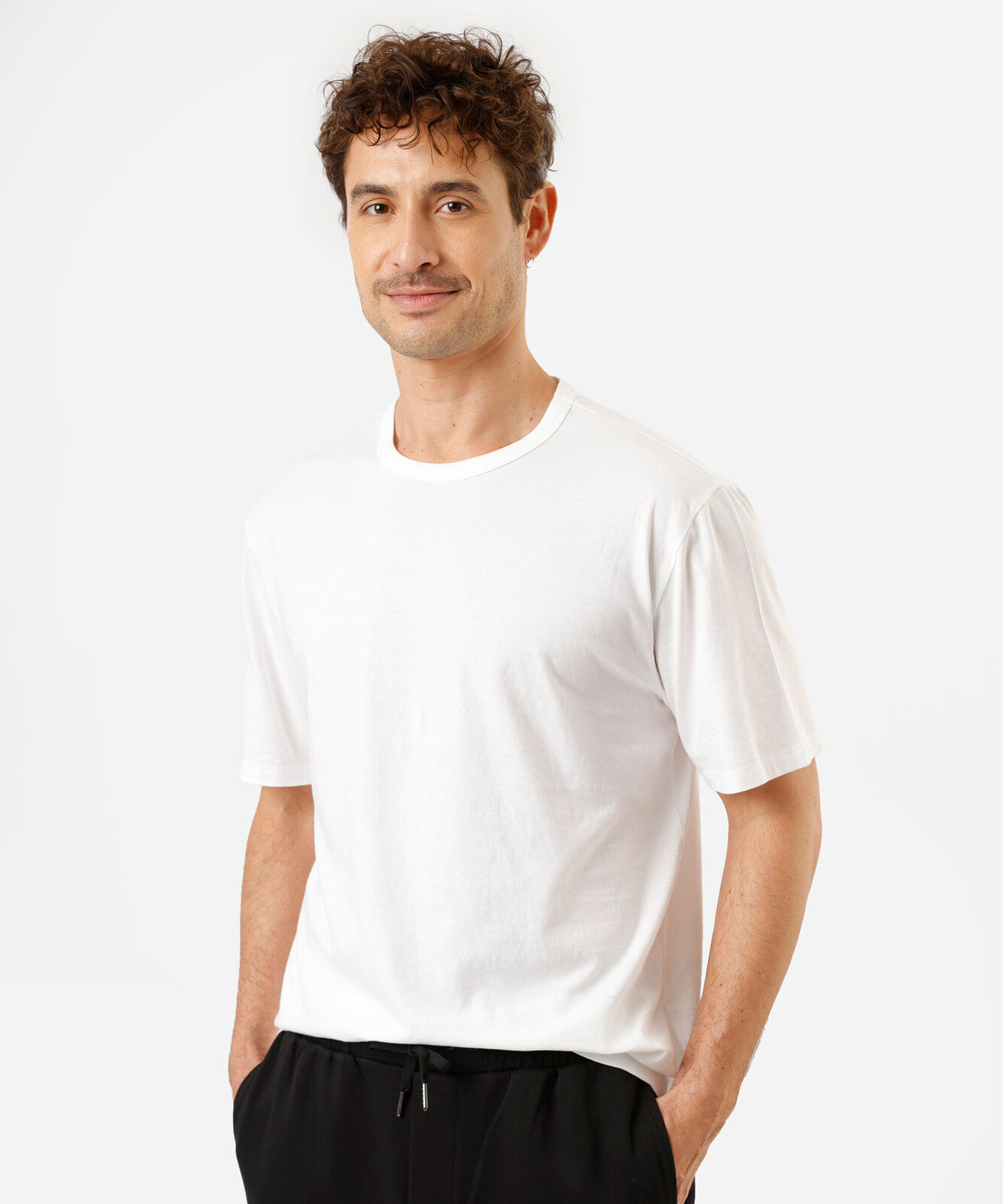 camiseta masculina de algodão peruano manga curta branca