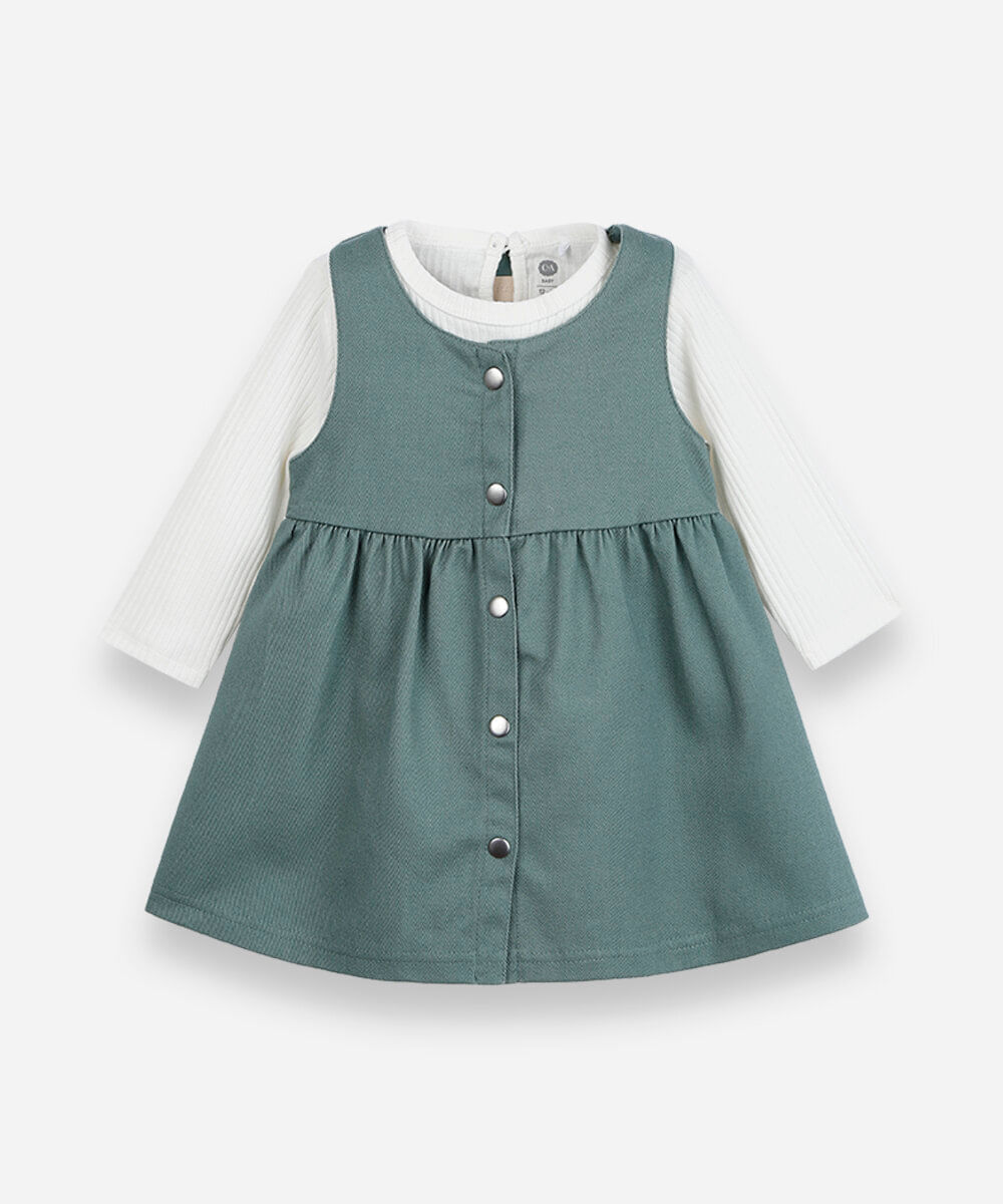 salopete infantil de algodão com blusa off white