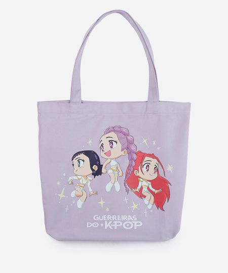 bolsa shopper infantil guerreiras do kpop lilás UNICO