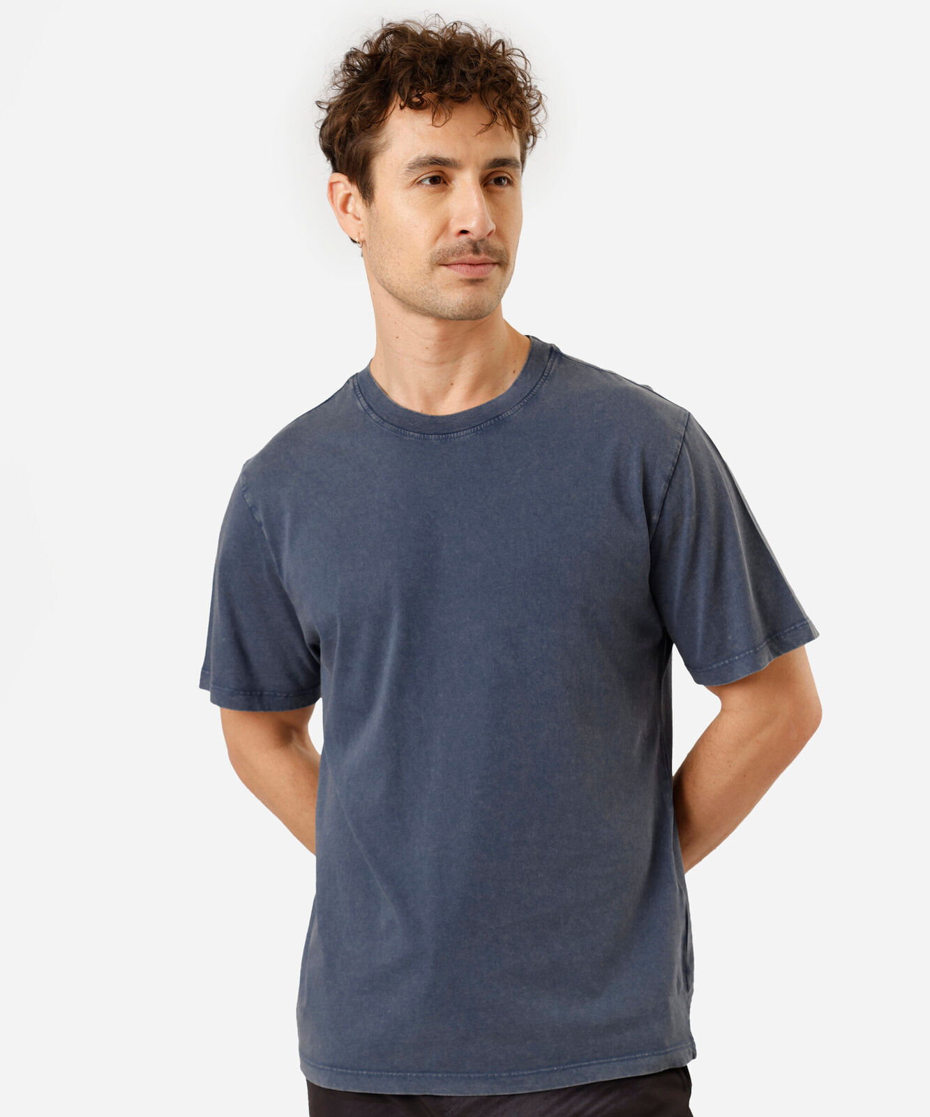 camiseta masculina de algodão manga curta estonada azul