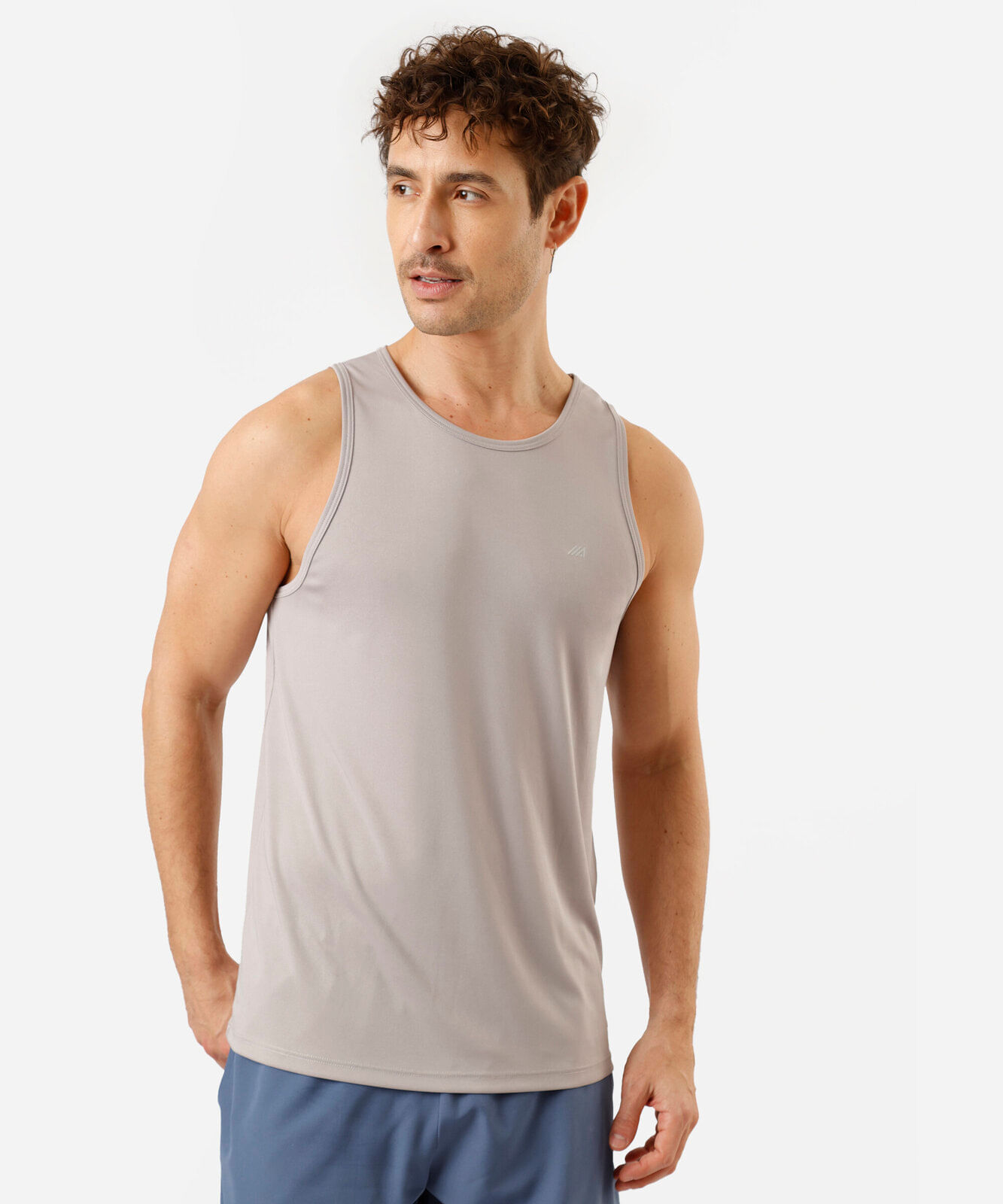 regata masculina esportiva gola careca cinza