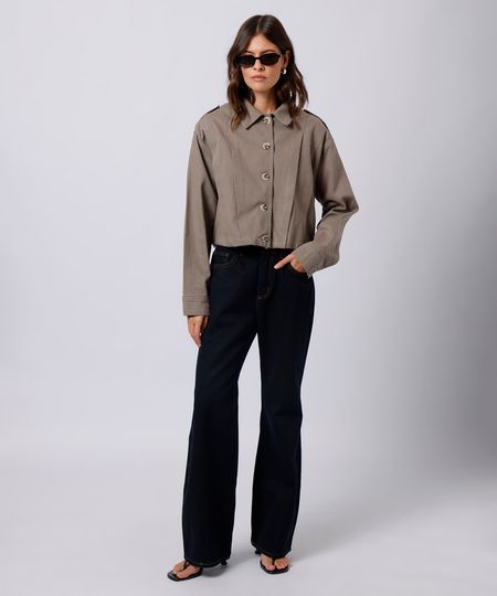 calça boot cut feminina jeans cintura alta mindset azul 40