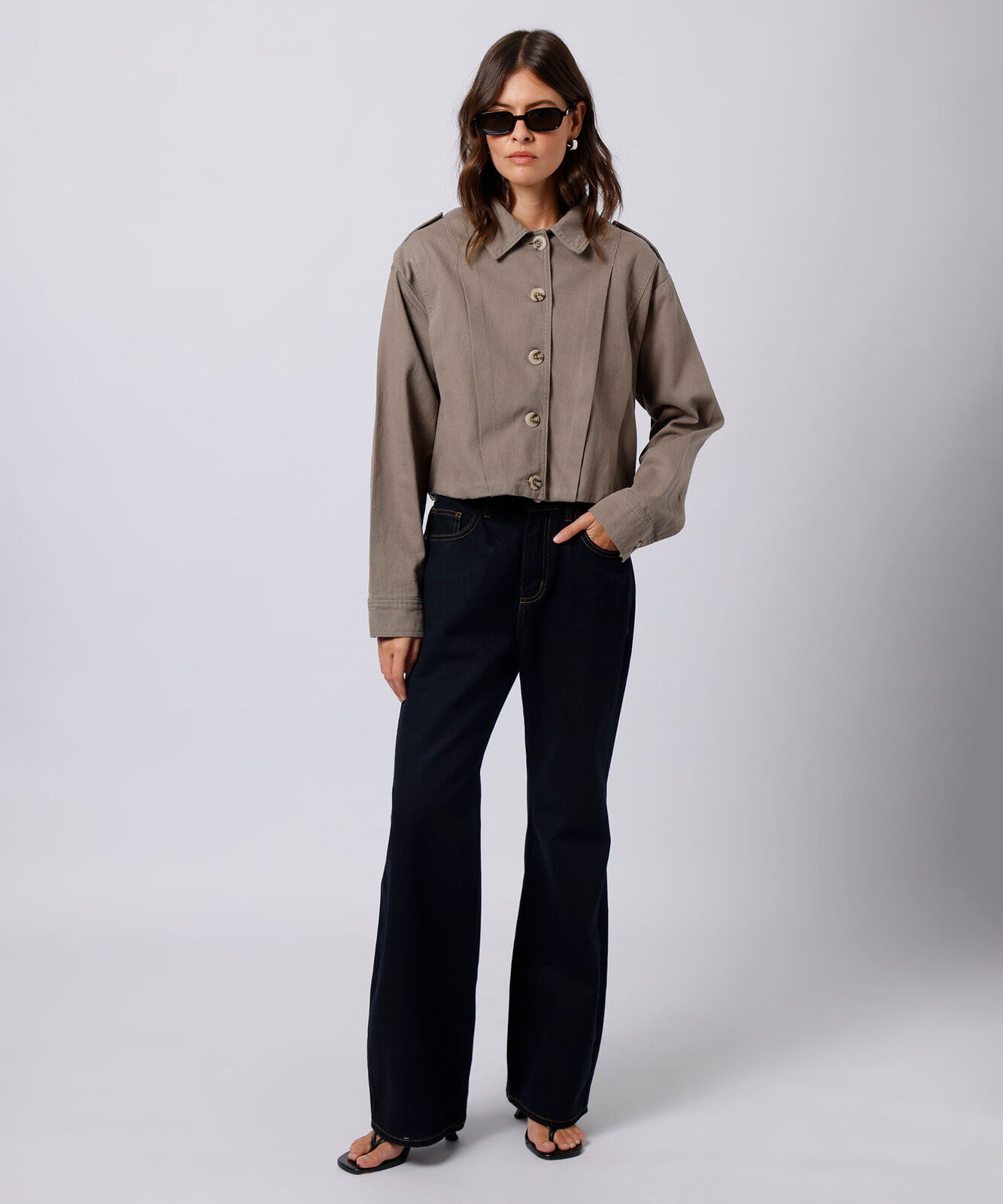 calça boot cut feminina jeans cintura alta mindset azul