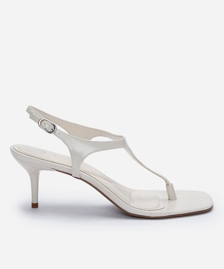 sandália bico quadrado salto fino texturizada oneself off white 37