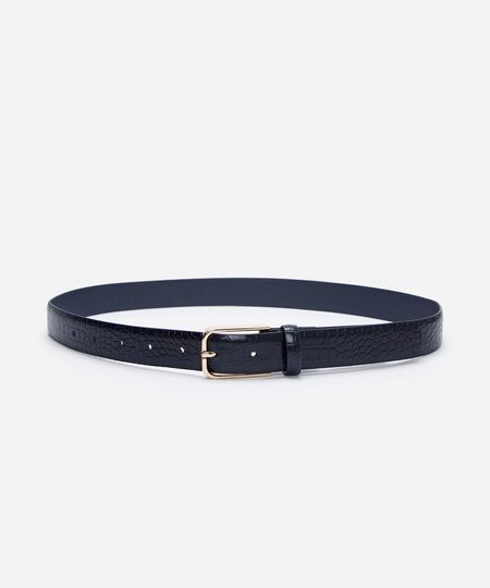 cinto croco com fivela retangular azul P