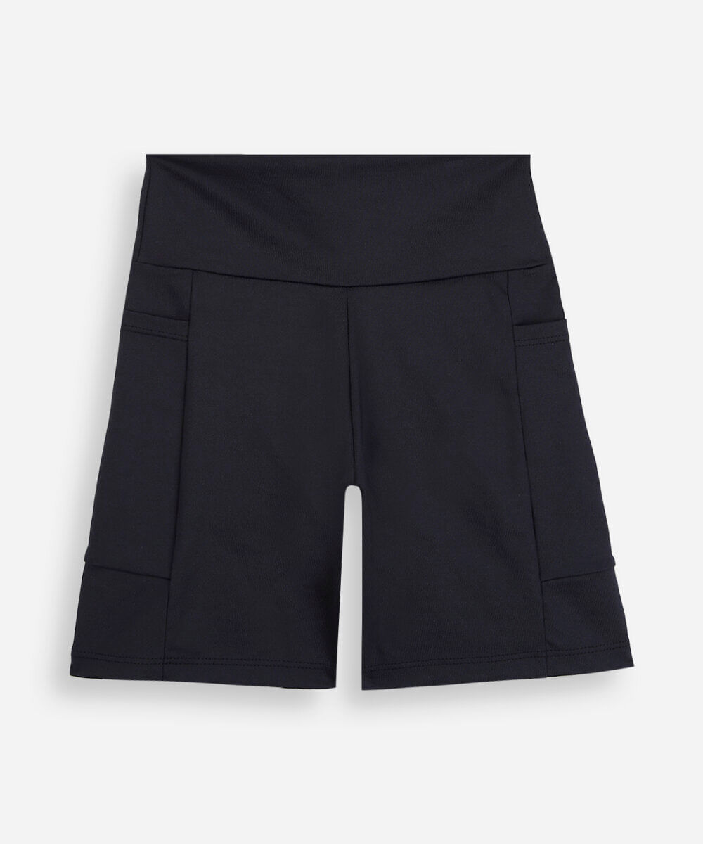 short juvenil esportivo com bolsos preto