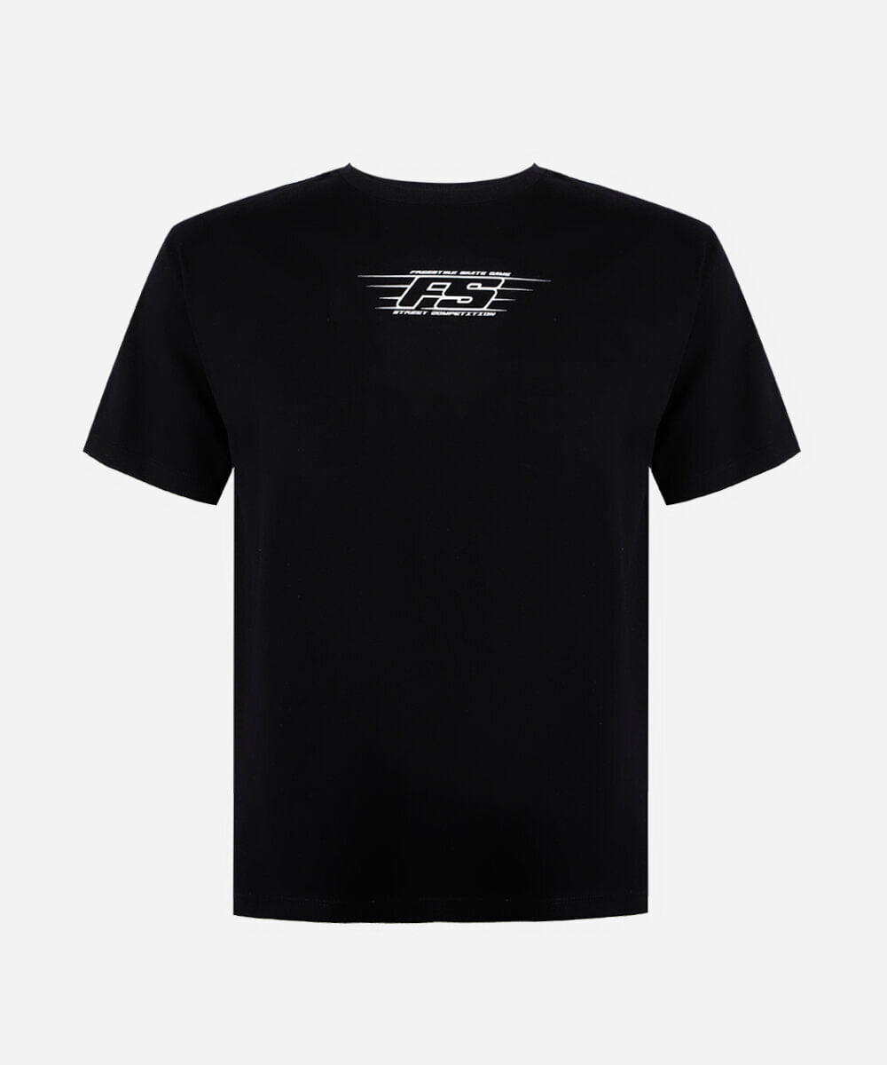 camiseta juvenil de algodão manga curta estampada preta