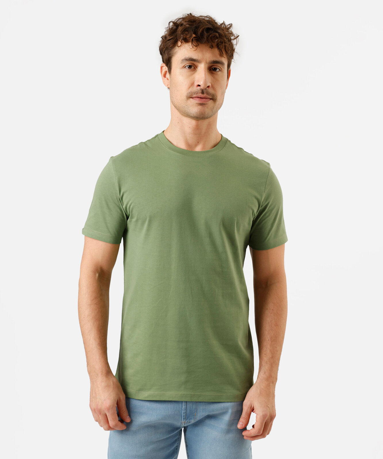 camiseta de algodão básica manga curta verde