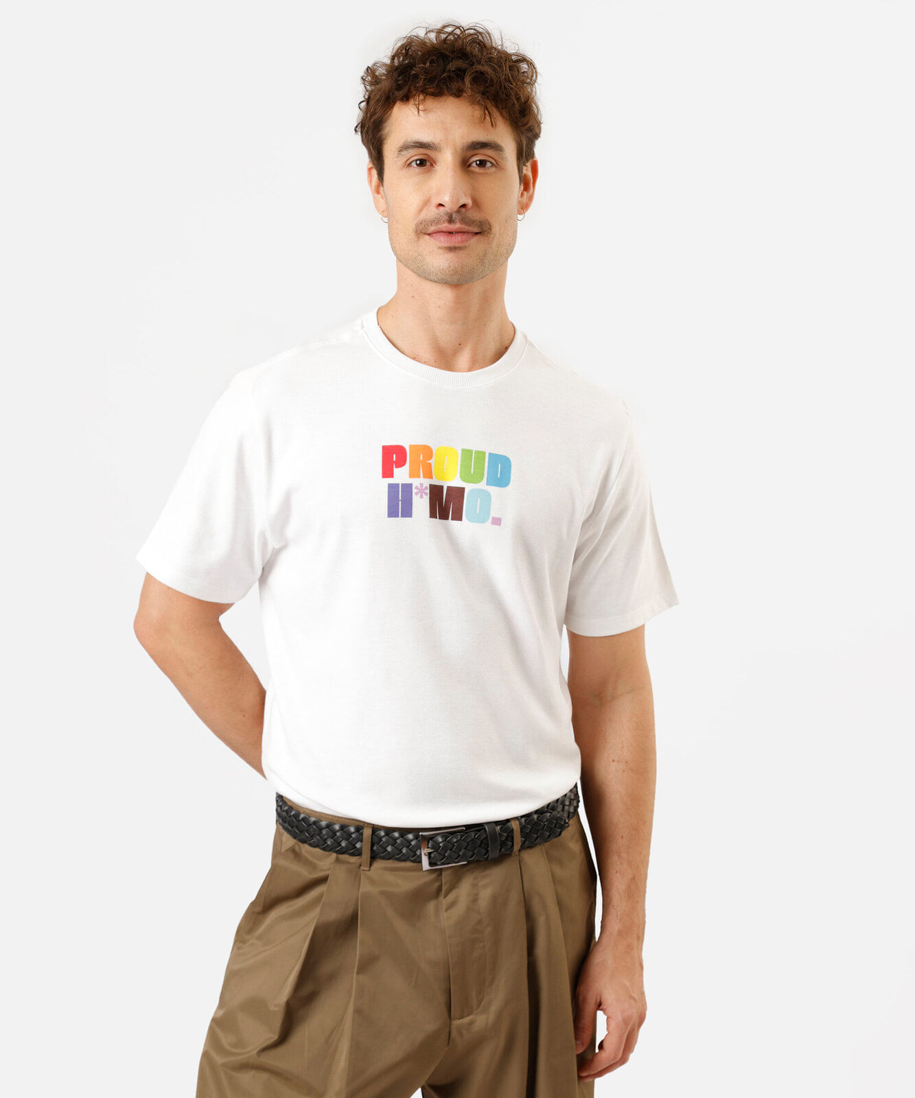 camiseta masculina com algodão manga curta estampada off white