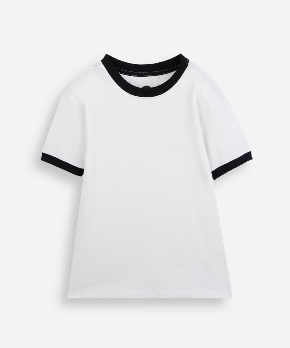 camiseta infantil de algodão manga curta off white